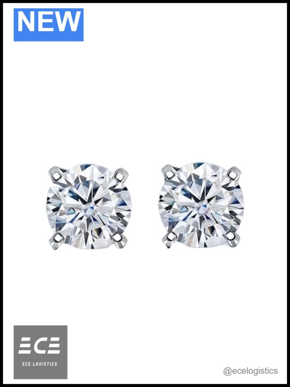 S925 Silver Plated Platinum Moissanite Stud Earrings with GRA Certificate